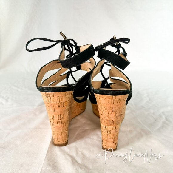 Michael Alli Lace Up Suede Cork Wedge Sandal - Picture 5 of 10